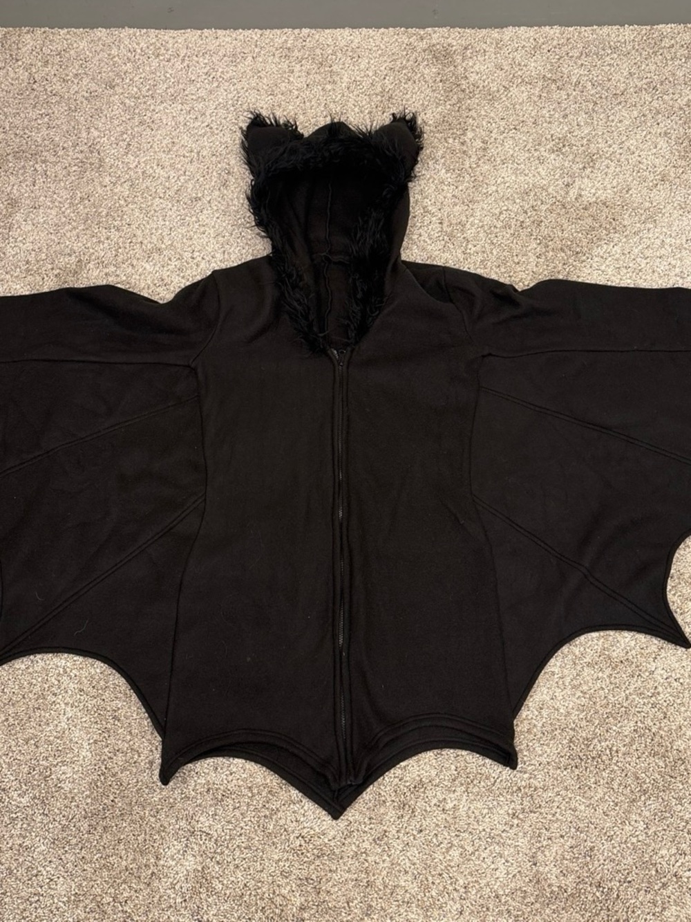 Spirit Black Batwing Cape Hoodie with Faux Fur Hood